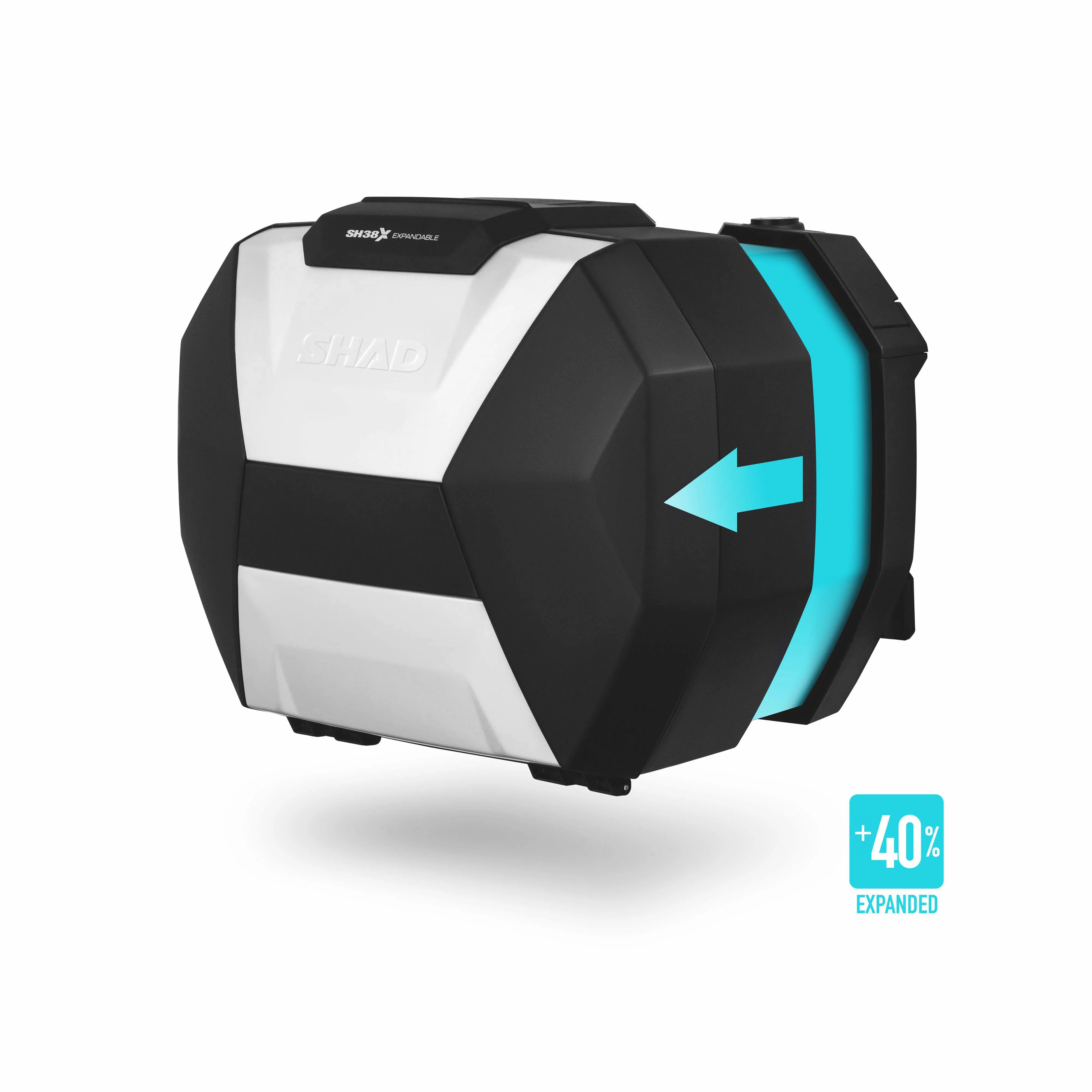 Set di valigie laterali Shad SH38X espandibili, nero / alluminio, 38 l