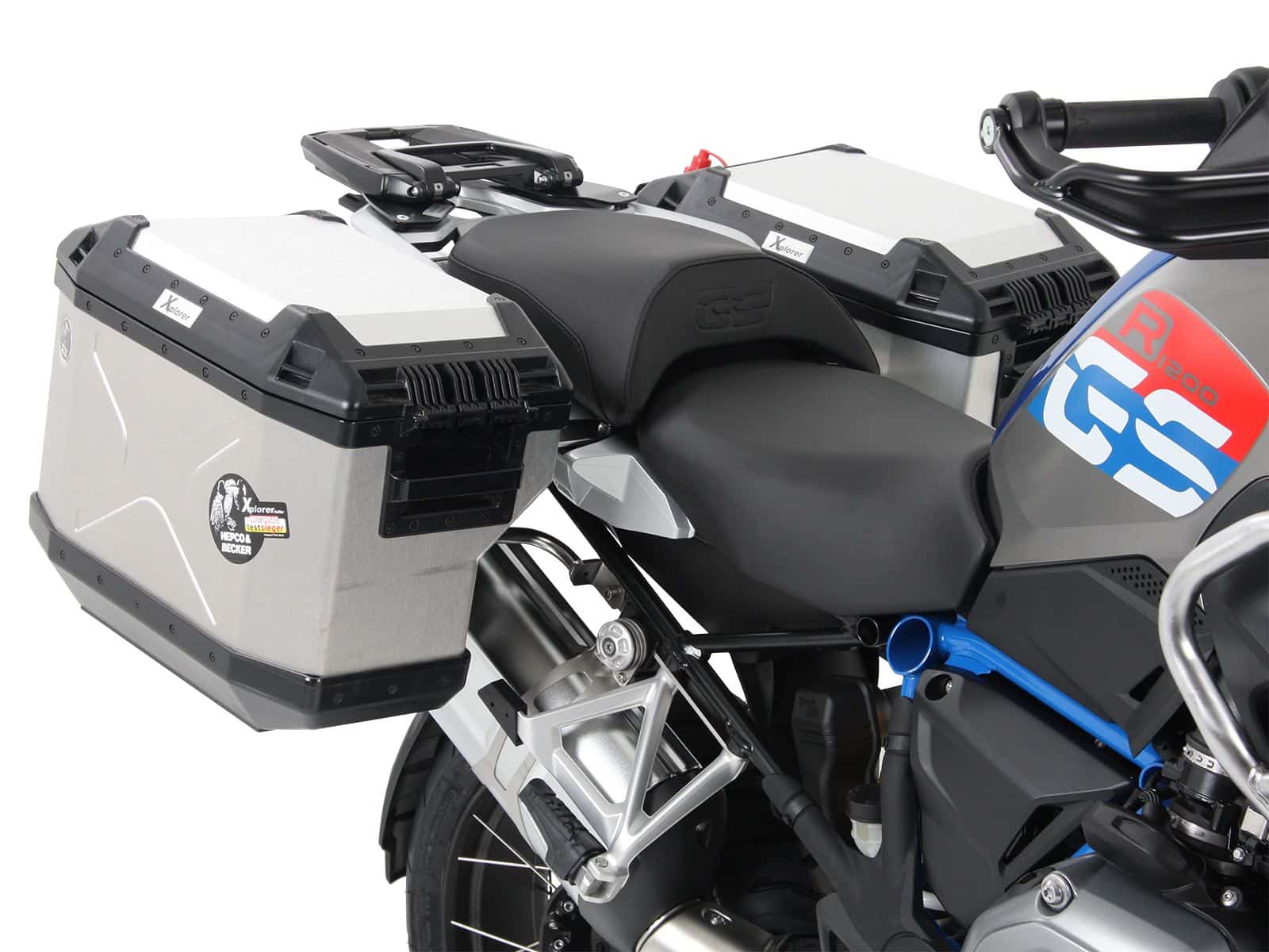 Set portavaligie Portavaligie incluso set di valigie Xplorer Cutout argento per BMW R 1200 GS LC (13-18)