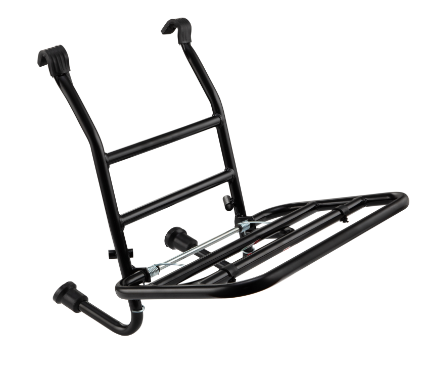Portapacchi anteriore per Vespa PX 80-200cc, pieghevole, nero