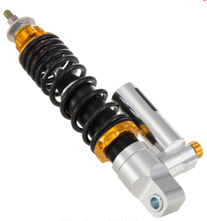 Ammortizzatore "Black Edition", anteriore per Vespa Primavera/Sprint 50 -150cc 2T/4T AC, argento/arancio