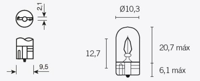 Lampadine Tecnium T10 12V 3W - x10
