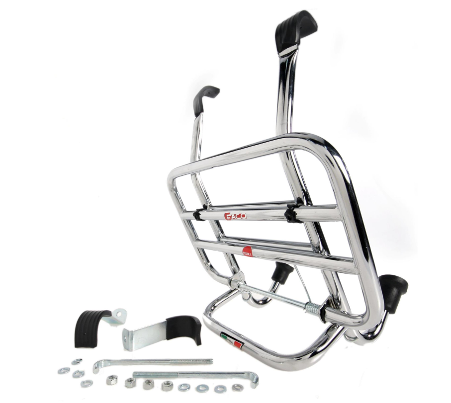 Portapacchi anteriore per Vespa S 50-150cc, pieghevole, cromato