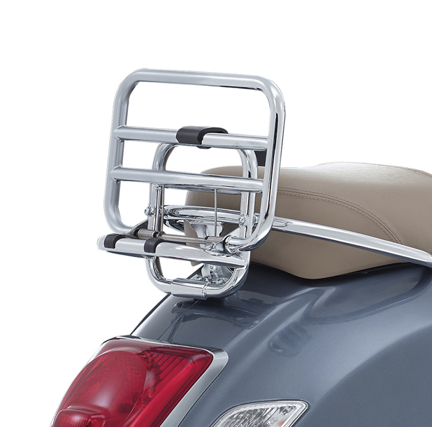 Portapacchi posteriore pieghevole originale cromato per Vespa GTS/GTV