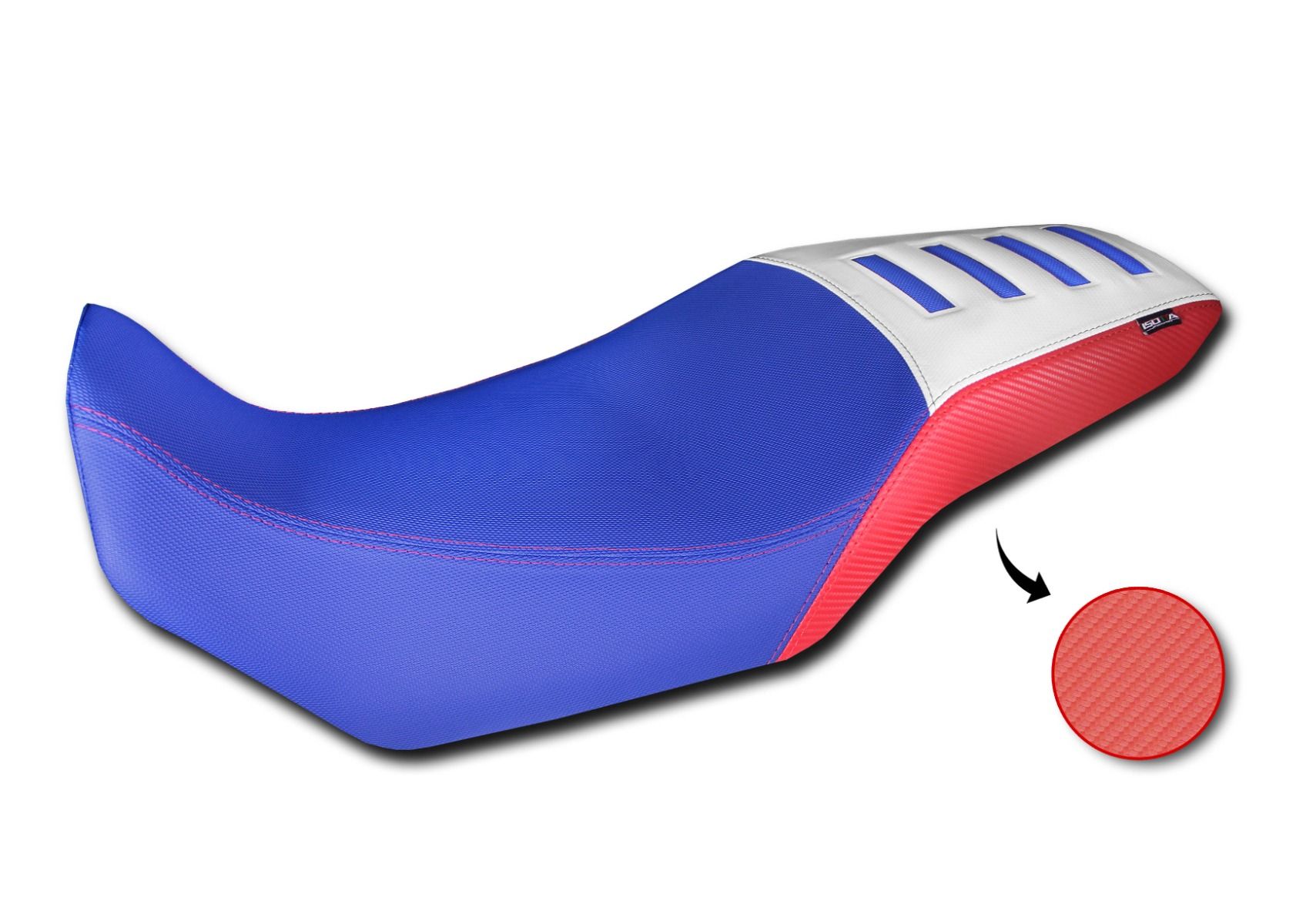 Coprisella Comfort in fibra 3D per Honda XL 750 Transalp, blu / rosso / bianco