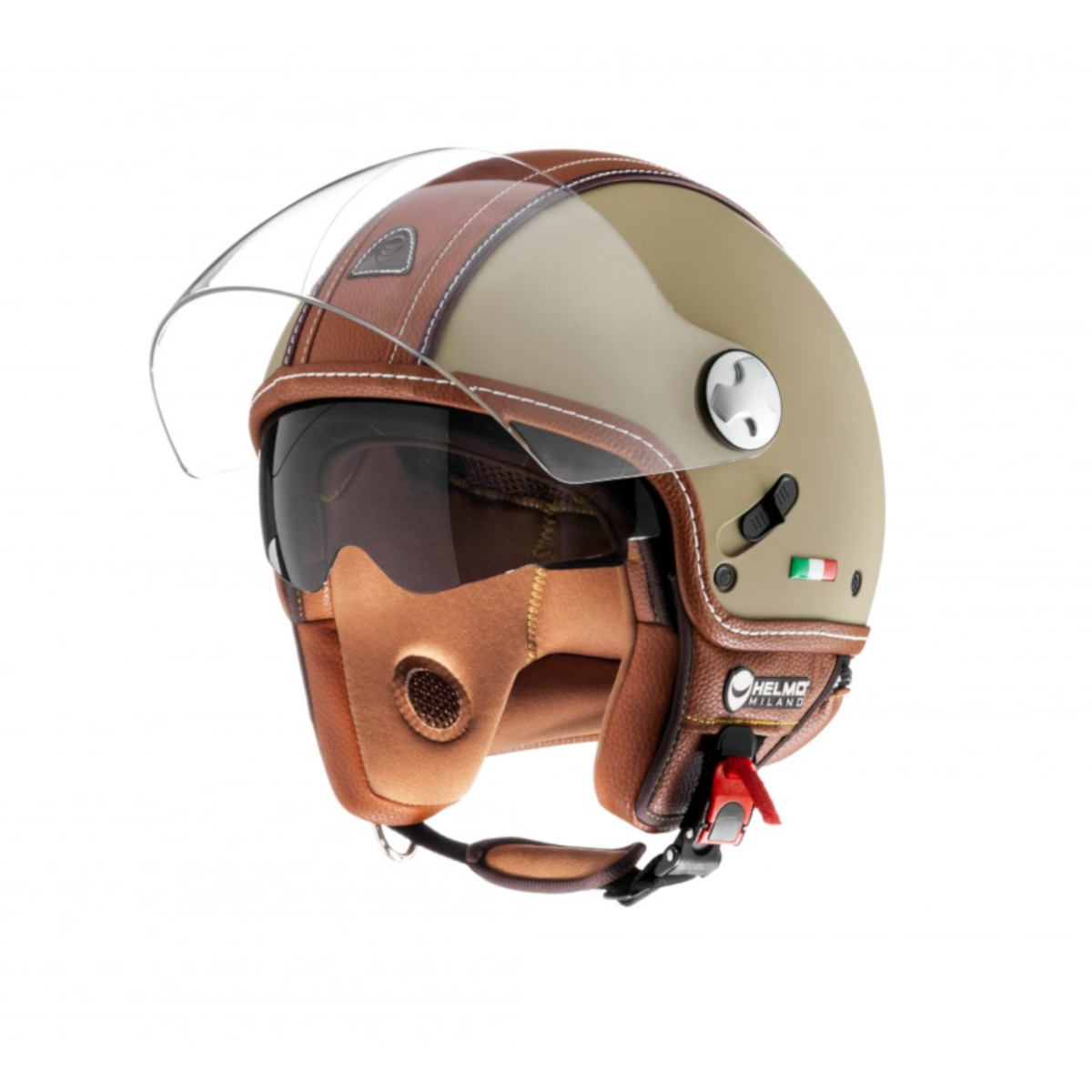 Helmo Milano Demi Jet, PelleDura Premium, pistacchio, marrone, opaco