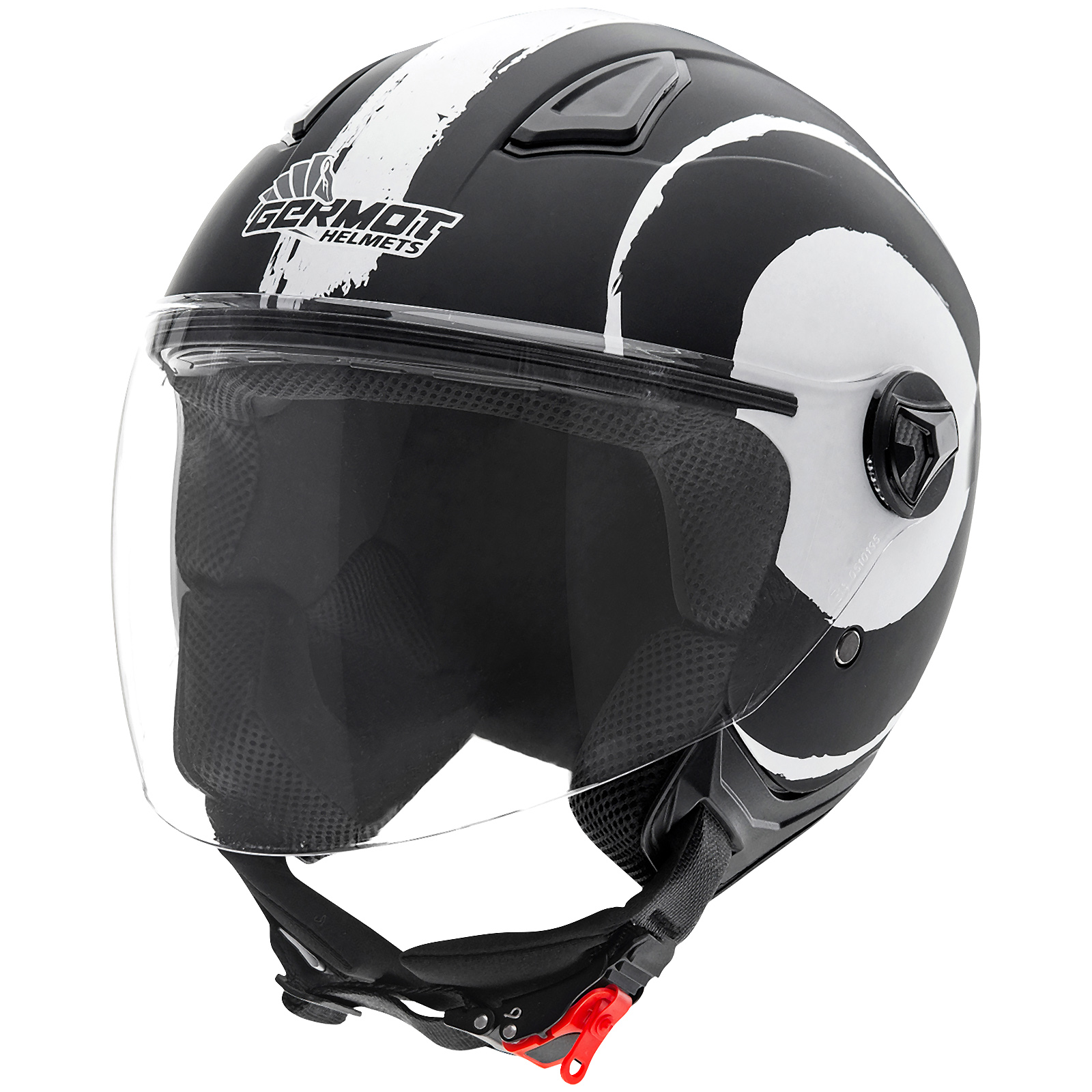 Casco Germot GM 196, nero opaco/bianco