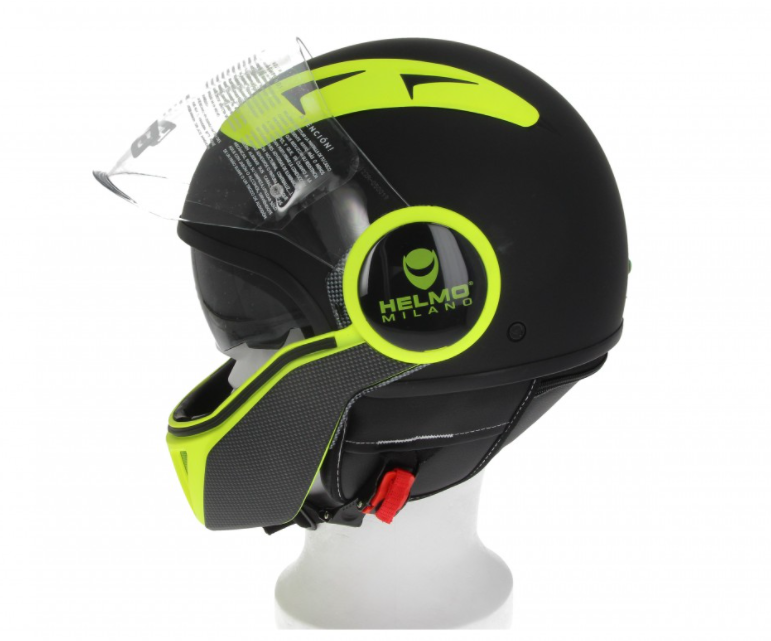Casco integrale Helmo Milano, FuoriRotta Premium, nero, giallo, opaco