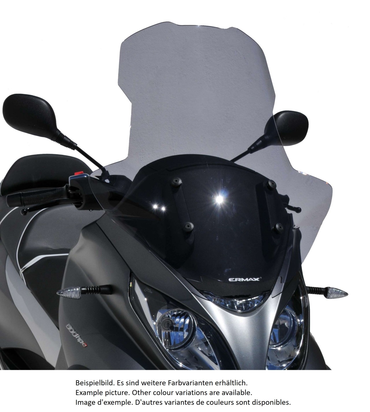 Parabrezza ERMAX Alta Protezione con paramani per Piaggio MP3 400 HPE (-22), grigio