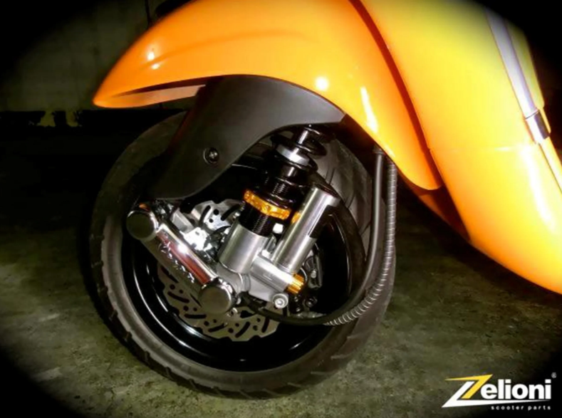 Ammortizzatore anteriore ZELIONI per Vespa ET2/ET4/LX/LXV/S 50-150ccm, argento/arancio/nero