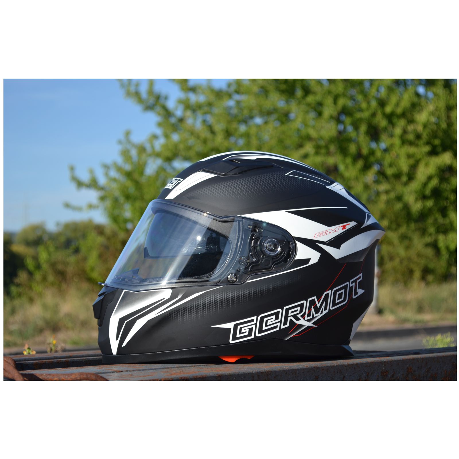 Casco integrale Germot GM 330, nero/bianco opaco
