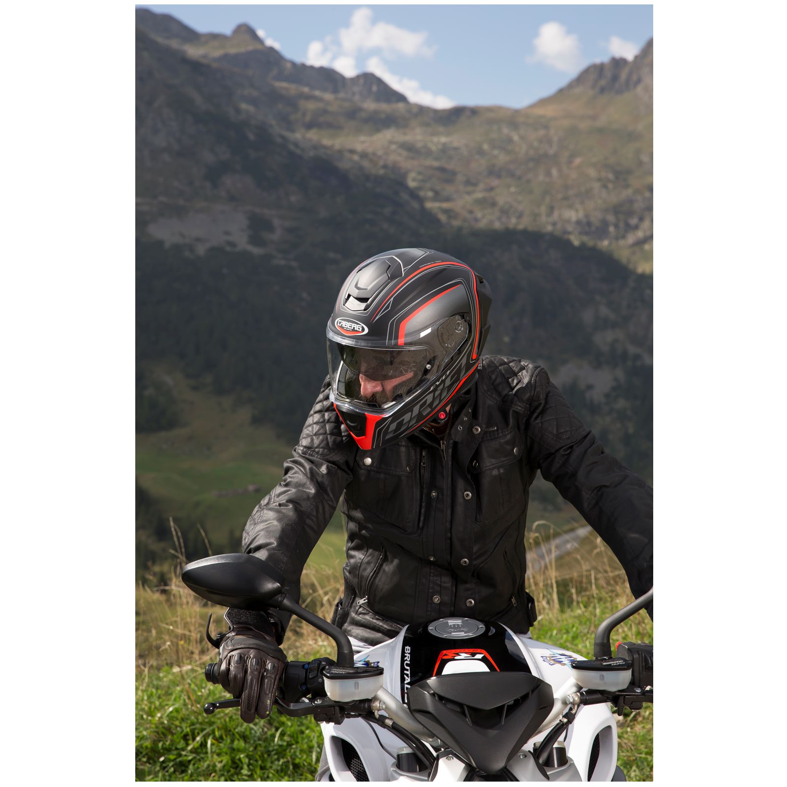 Caberg Casco Drift Evo Integra, nero opaco/grigio-fluo-rosso