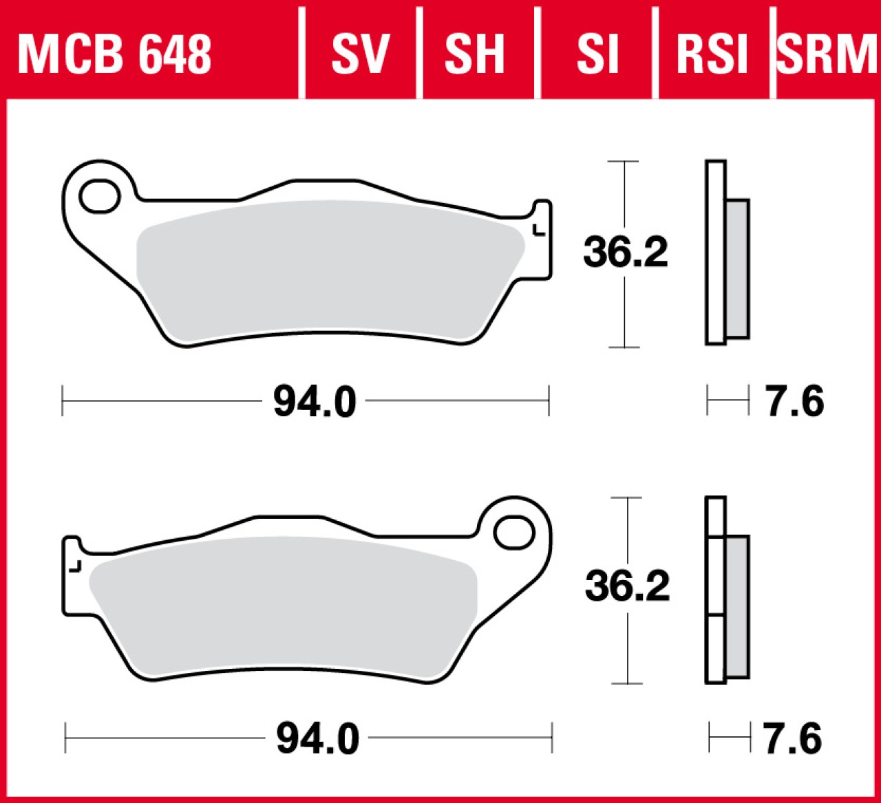 Set di pastiglie freno TRW MCB648, organiche, omologate ECE R90