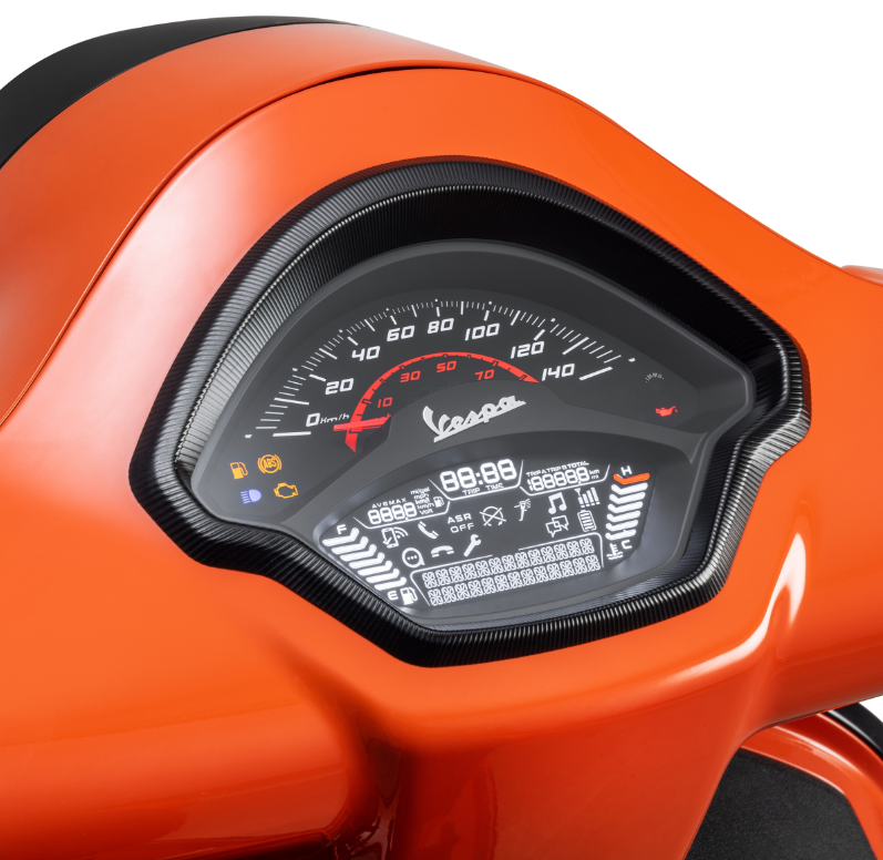 Anello decorativo tachimetro per Vespa GTS/GTS Super 125/300cc (`22-), alluminio, anodizzato nero