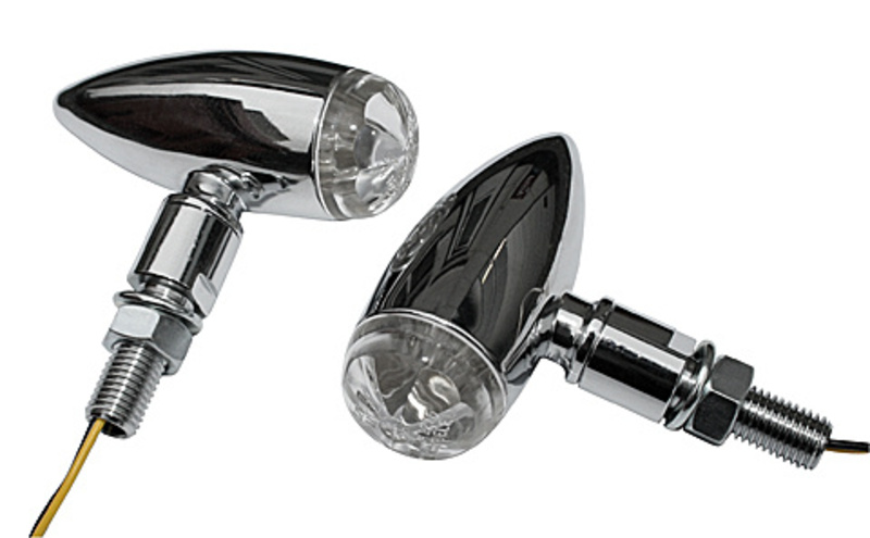 HIGHSIDER Pro Micro-Bullet LED Indicatore di direzione cromato / lente trasparente (coppia), anteriore e posteriore