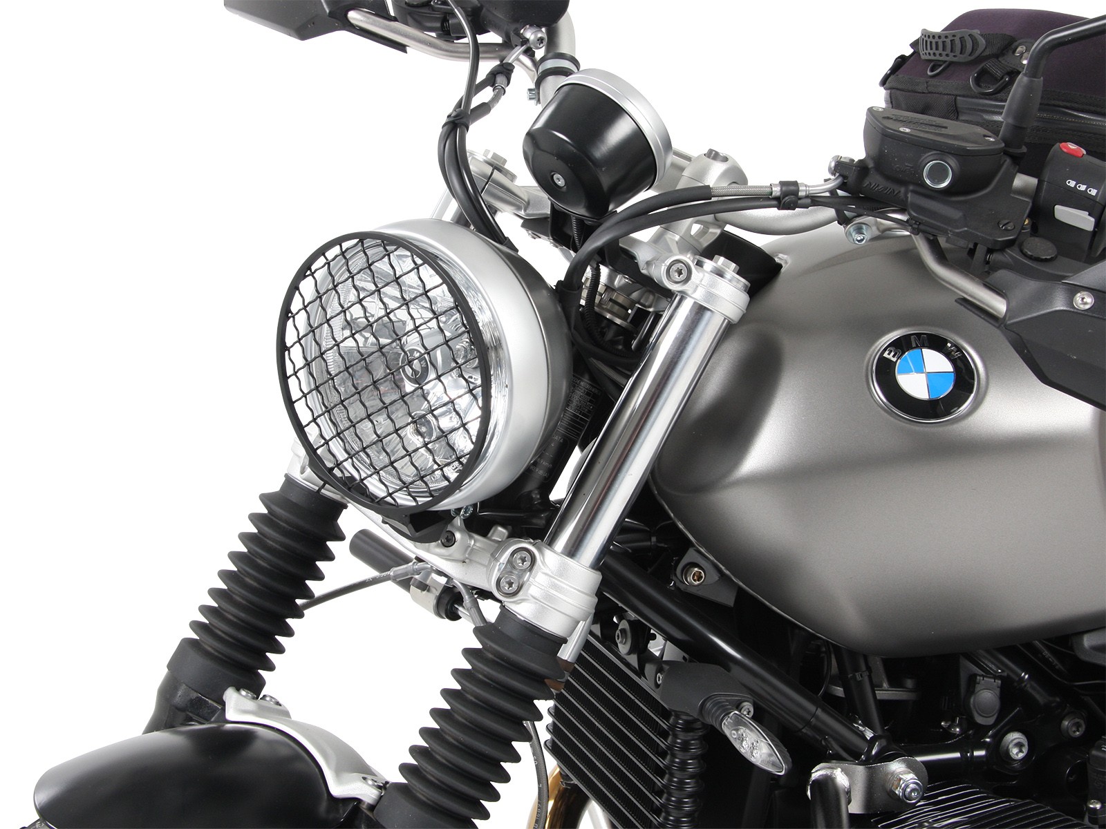 Griglia di protezione dei fari nera per BMW R nineT Pure (16-23) Hepco & Becker