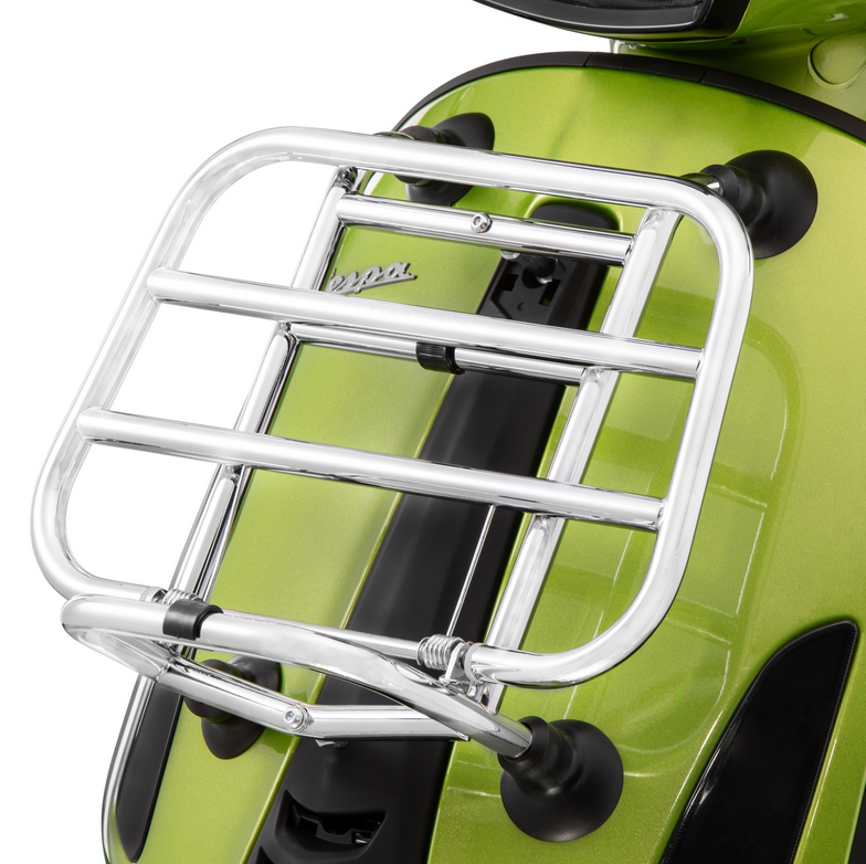 Portapacchi anteriore per Vespa Primavera /Sprint /Elettrica 50-150ccm, pieghevole, cromato