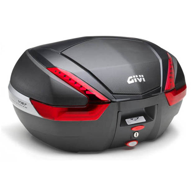 V47 MONOKEY Bauletto 47 litri nero / carbonio con catarifrangenti rossi Givi