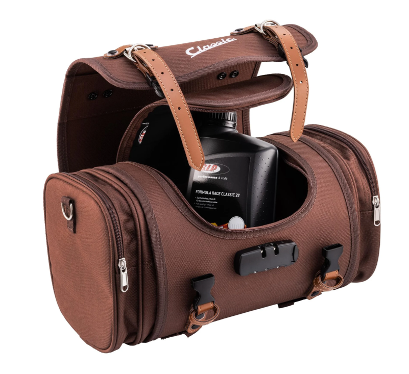Borsa "Classic" piccola per Vespa, in nylon, marrone tabacco