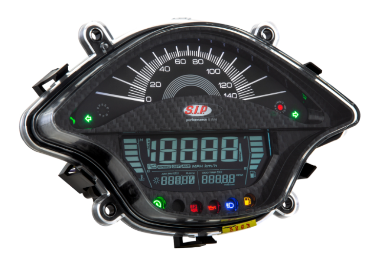 Contagiri/tachimetro per Vespa Primavera/Sprint 50-150cc 2T/4T AC, look carbonio