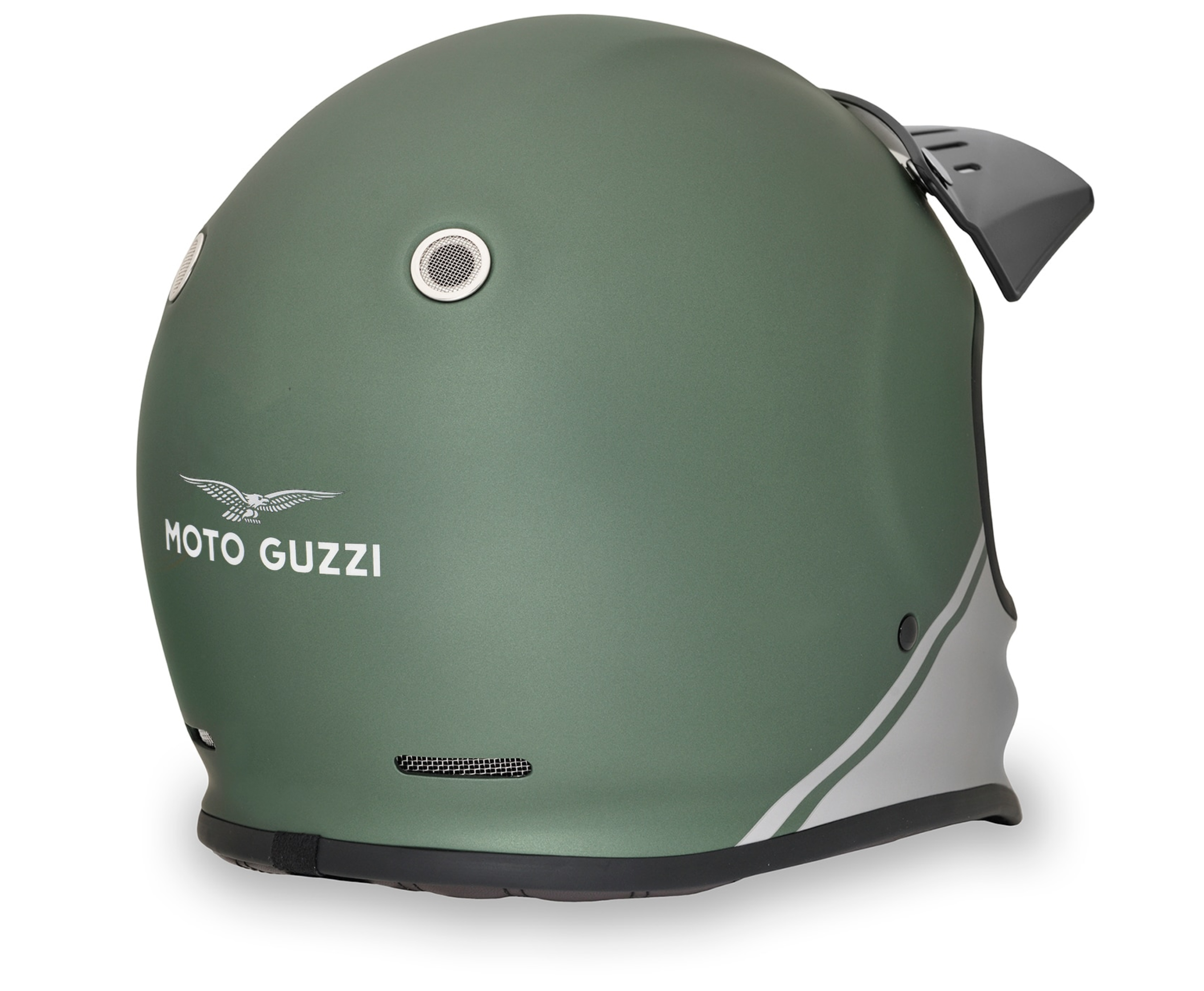 Casco Moto Guzzi Adventure Vintage - verde / argento opaco