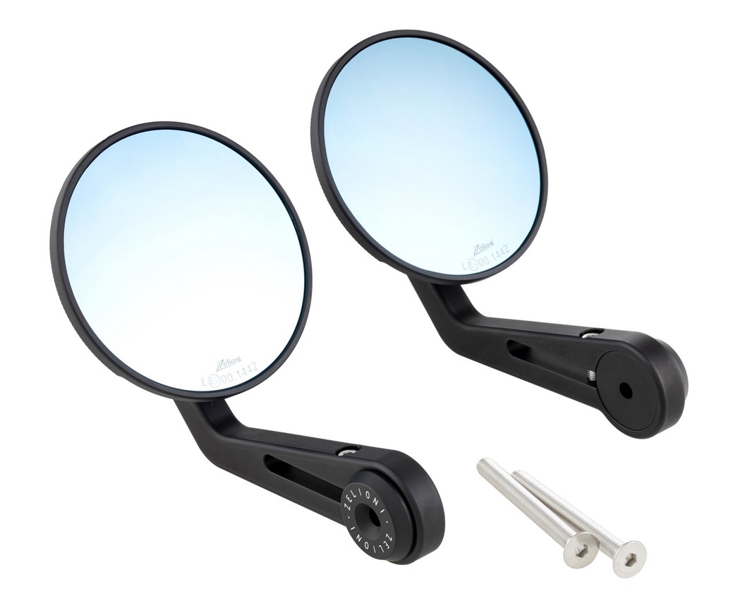 Specchietto per manubrio ZELIONI per Vespa, destro e sinistro, nero opaco