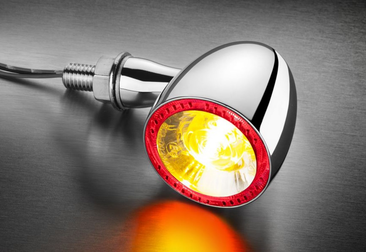Indicatore di direzione, luce posteriore e luce del freno Kellermann, Bullet 1000 DF, acciaio, LED, HL/HR, 12 V, cromo lucido