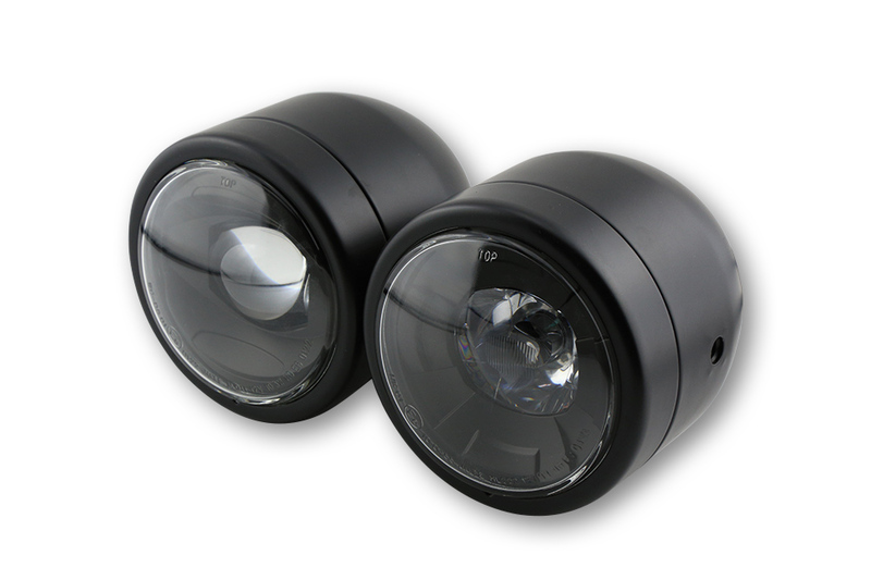 Faro intelligente HIGHSIDER Twin LED Nero Montaggio laterale, omologato E (1 pezzo)
