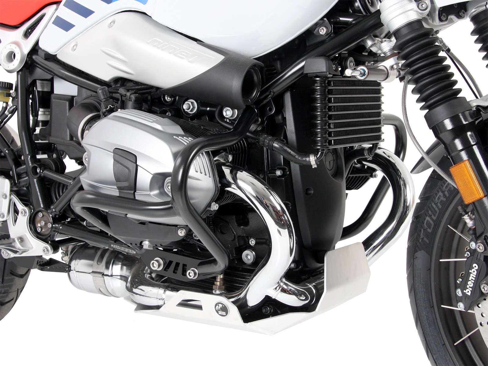 Protezione motore argento per BMW R nineT Urban G/S (17-23) Hepco & Becker