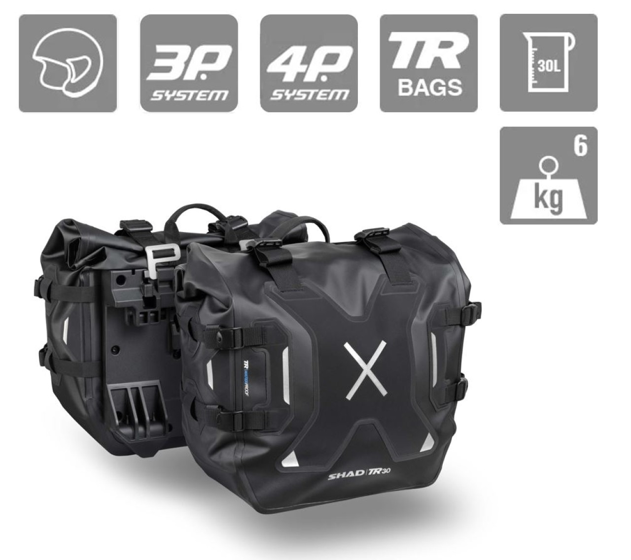 Set di borse laterali Shad TR30, nero, 30 l