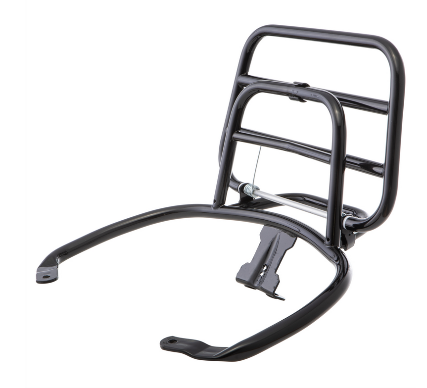 Portapacchi posteriore per Vespa Primavera /Sprint 50-150ccm, pieghevole, nero lucido