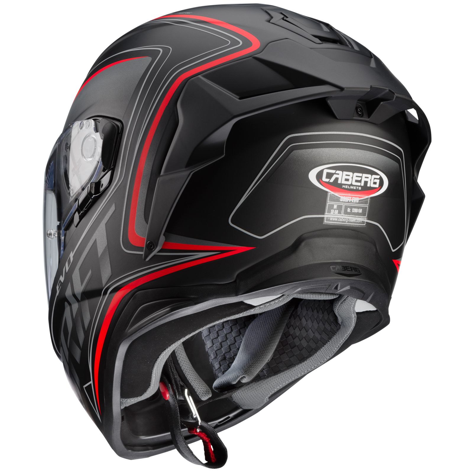 Caberg Casco Drift Evo Integra, nero opaco/grigio-fluo-rosso