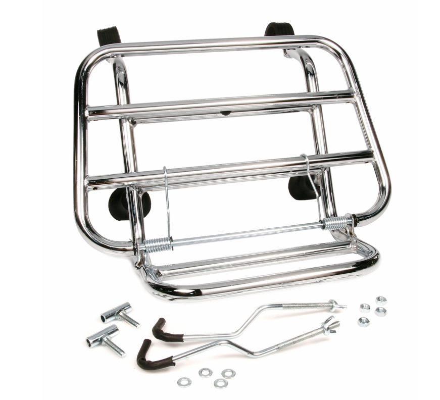 Portapacchi anteriore per Vespa S 50-150cc, pieghevole, cromato