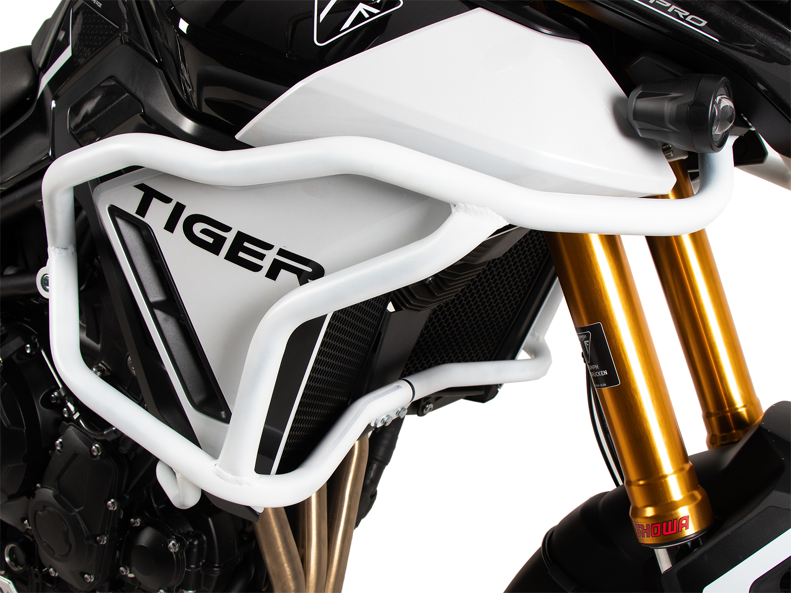 Barra di protezione serbatoio "Solid" bianca per Triumph Tiger 900 GT / Pro (24-) Hepco & Becker