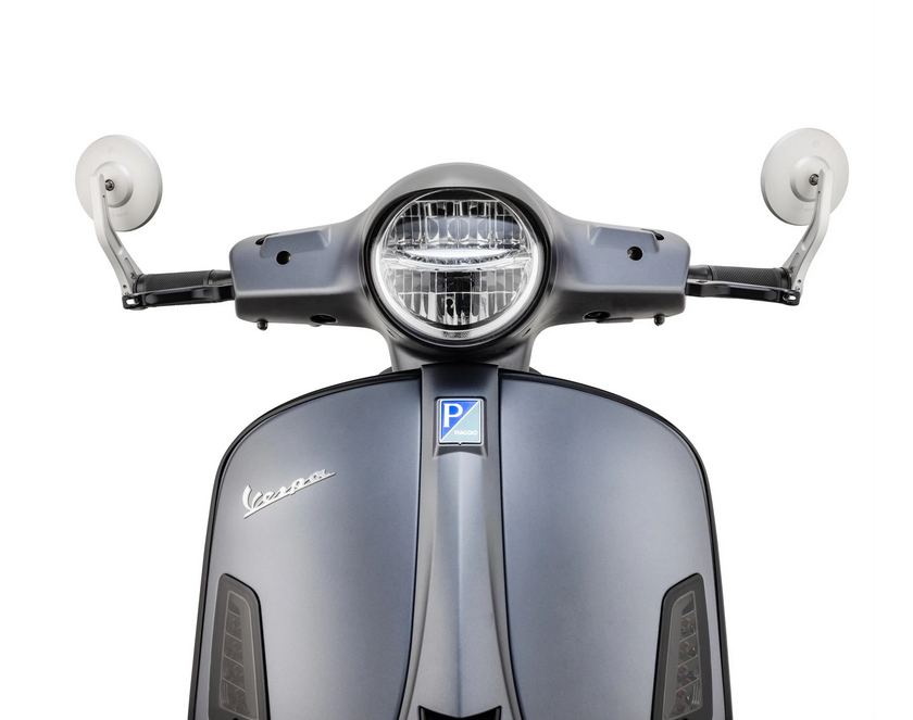 Specchio da manubrio per Vespa, destro o sinistro, rotondo, argento opaco