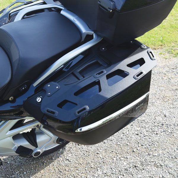 Portapacchi per valigia laterale BMW K 1600 GT/GTL, R 1250 RT, R 1200 RT, alluminio, nero