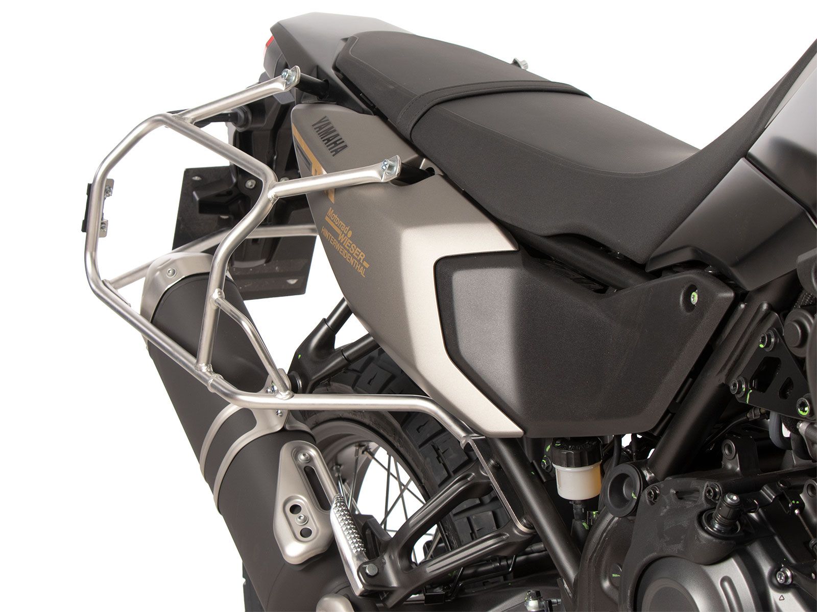 Set di portavaligie Cutout in acciaio inox incluso set di valigie Xplorer Cutout in argento per Yamaha Ténéré 700 (25-)