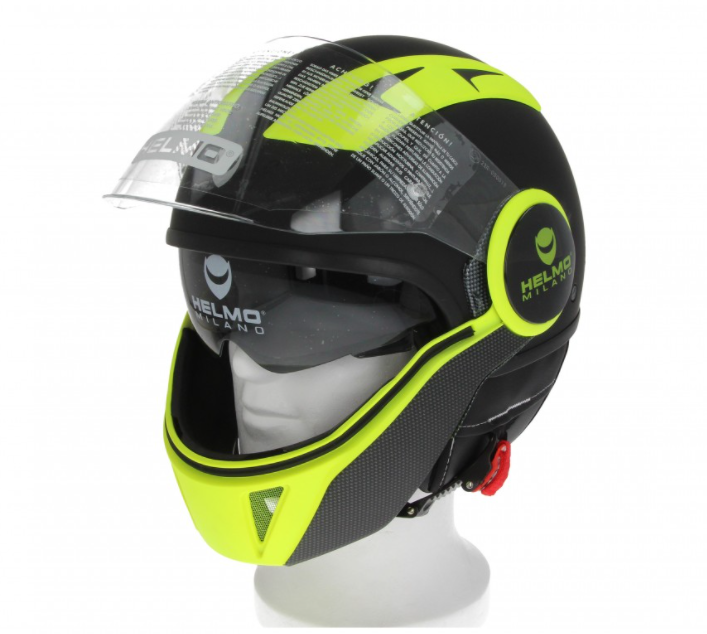 Casco integrale Helmo Milano, FuoriRotta Premium, nero, giallo, opaco