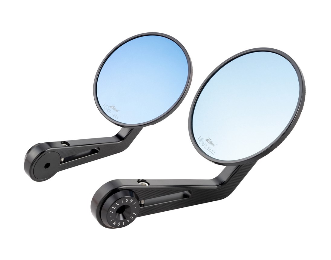 Specchietto per manubrio ZELIONI per Vespa, destro e sinistro, anodizzato nero