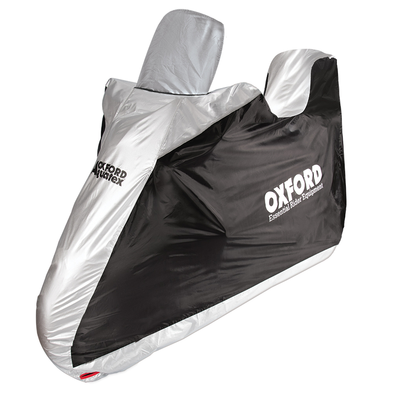Copertura Oxford per interni/esterni Aquatex Nero/Argento - Scooter - con bauletto e parabrezza -