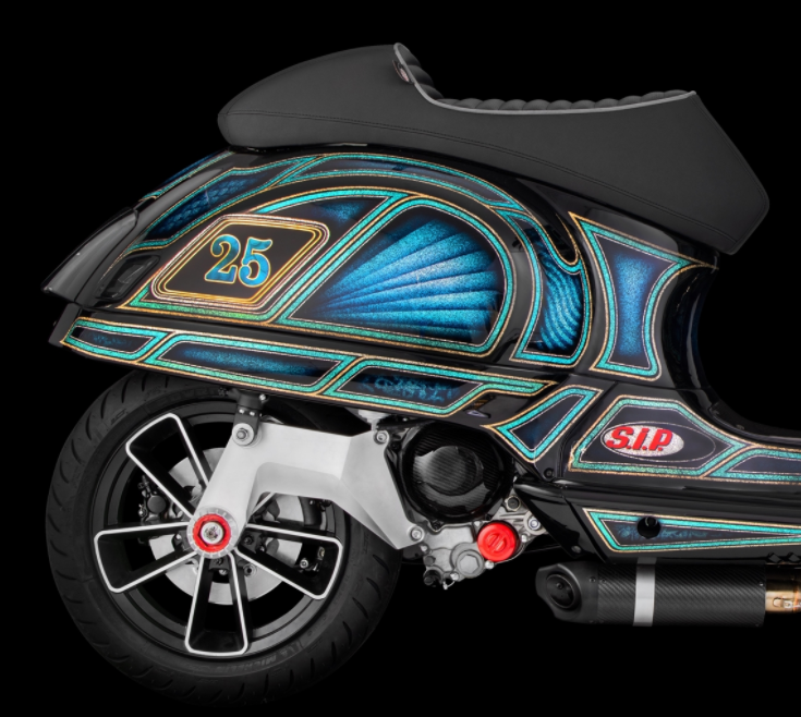 Forcellone per scarico racing posteriore Vespa GTS/​GTS Super/​GTV 125-300ccm con ABS, argento