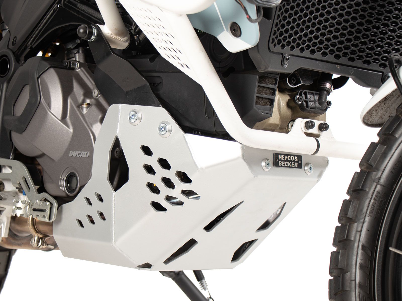 Piastra di protezione motore argento per Ducati DesertX (22-) Hepco & Becker