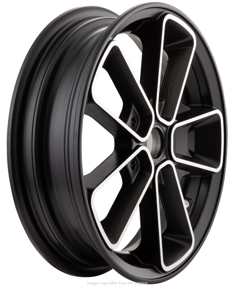 Cerchio anteriore/posteriore 12" per Vespa GTS/GTS Super/GTV/GT 125-300cc, nero con bordo argento