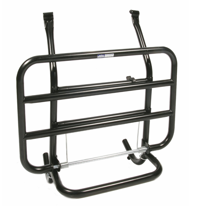 Portapacchi anteriore per Vespa PX 80-200cc, pieghevole, nero