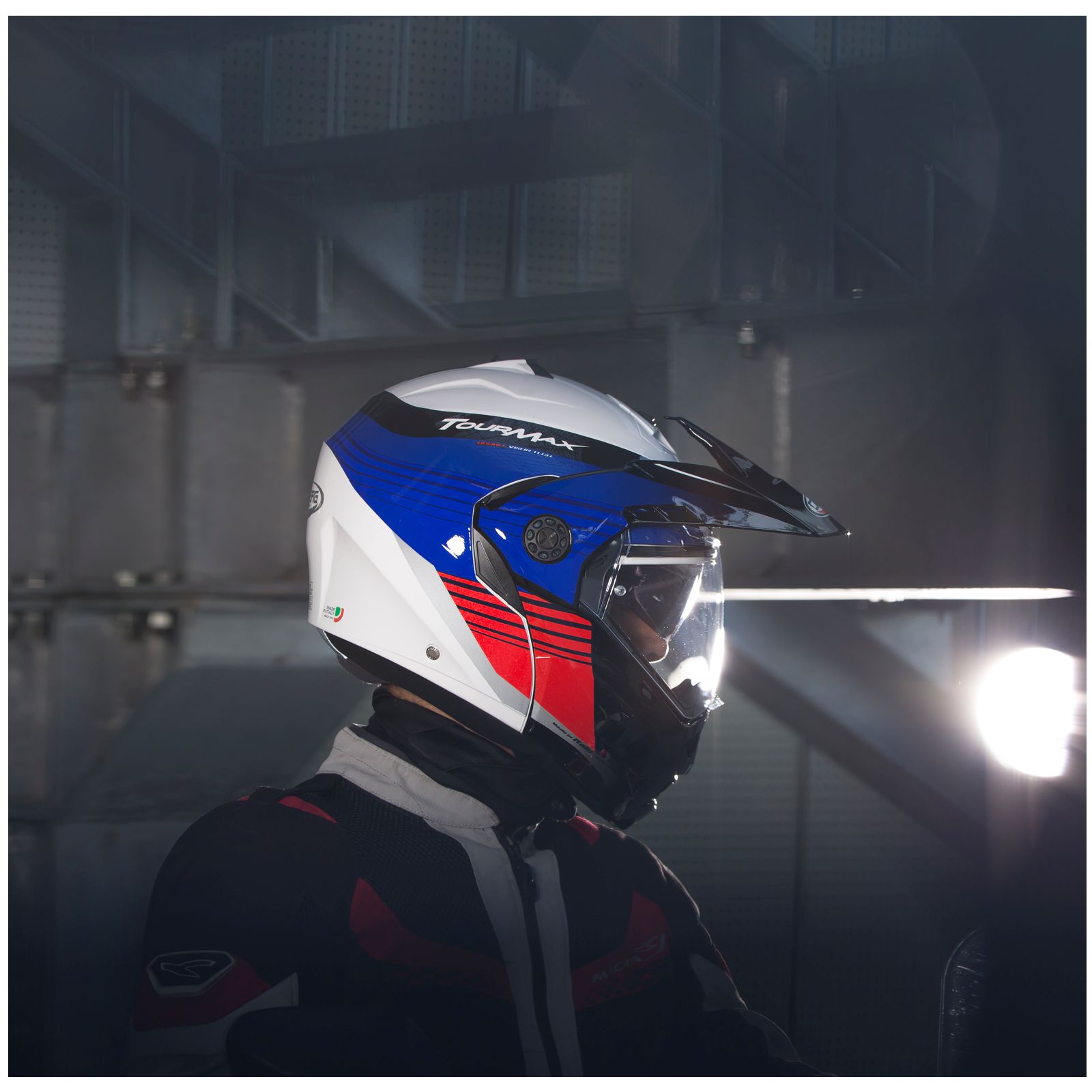 Caberg Casco Tourmax Titan, bianco/blu/rosso