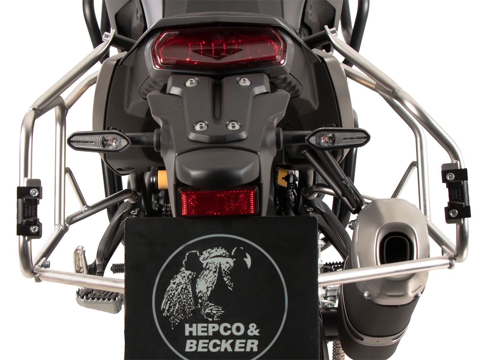 Set di portavaligie Cutout in acciaio inox incluso set di valigie Xplorer Cutout in argento per Yamaha Ténéré 700 (25-)