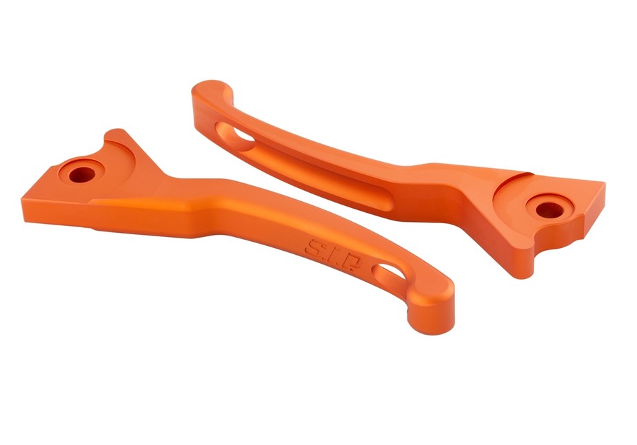 Set di leve sportive freno Shorty per Vespa, destra e sinistra, arancio opaco