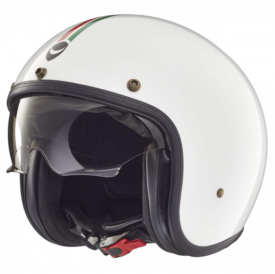 Casco Helmo Milano Jet, Audace, bandiera italiana, bianco