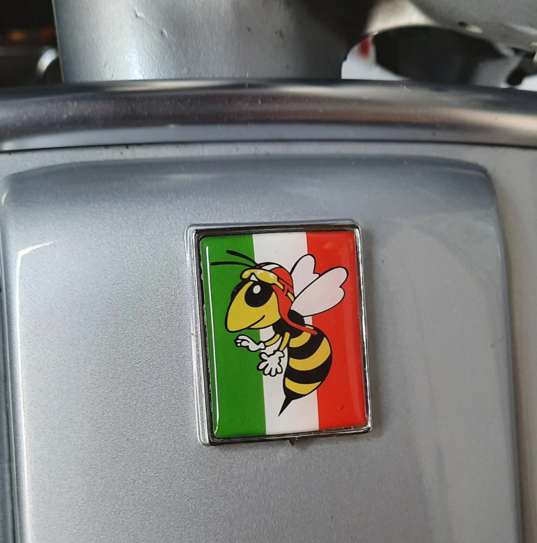 Emblema Vespa "Wasp" a 4 angoli a cascata, verde/bianco/rosso