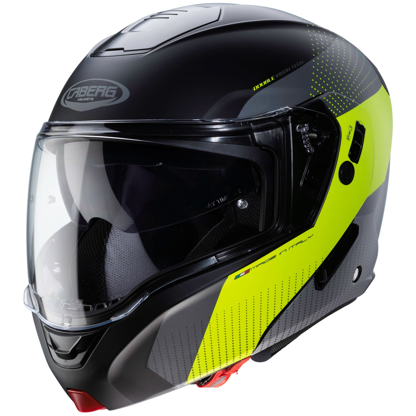 Casco Caberg Horus Scout, nero opaco/giallo fluo-grigio