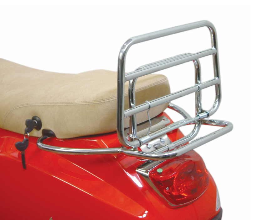 Portapacchi posteriore per Vespa LX/LXV/S 50-150cc, pieghevole, cromato